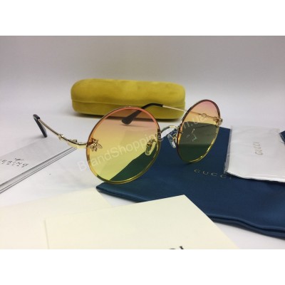 NEW 2018 Женские очки Gucci солнцезащитные круглые с переходом от розового в желтый 2034