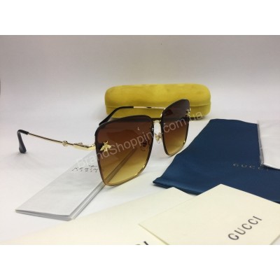 NEW 2018 Женские очки Gucci в коричневом цвете дужка металл арт 2035