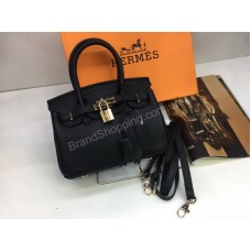 Новинка!Стильная кожаная сумочка Hermes Birkin Lux в черном цвете длина 20см арт 1806