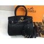 Новинка!Стильная кожаная сумочка Hermes Birkin Lux в черном цвете длина 20см арт 1806