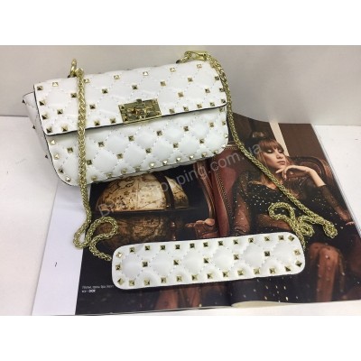 Тренд!!!Шикарная сумочка Valentino Lux из натуральной кожи в белом цвете 1821