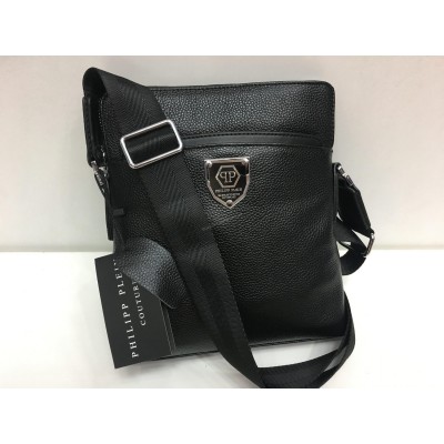 Мужская кожаная сумка Philipp Plein черная 1421