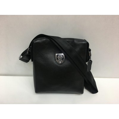 Мужская кожаная сумка Philipp Plein черная 1423