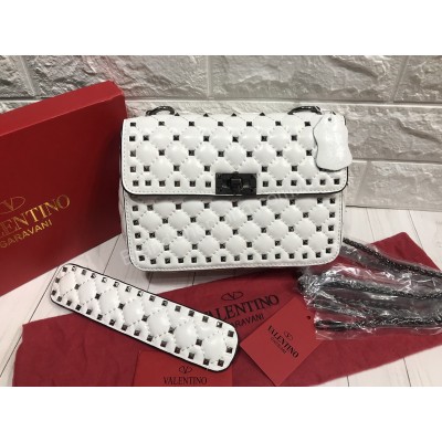 Сумка кожаная Valentino в белом цвете арт 20586