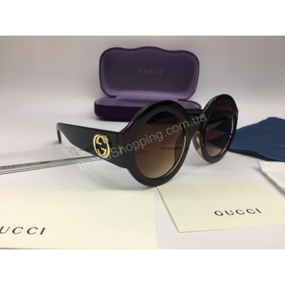 NEW 2018 Очки солнцезащитные Gucci круглые коричневые  арт 2049