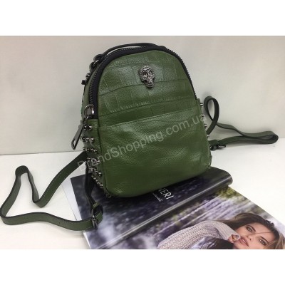 Брендовый кожаный рюкзак Philipp Plein в зеленом цвете 1797