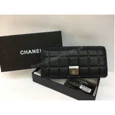 Женский кошелек  Chanel в полном люкс комплекте из натуральной кожи в черном цвете арт 20180