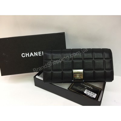 Женский кошелек  Chanel в полном люкс комплекте из натуральной кожи в черном цвете арт 20180