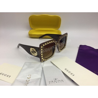 NEW 2018 Очки солнцезащитные GUCCI в большой оправе цвет коричневый  арт 2067
