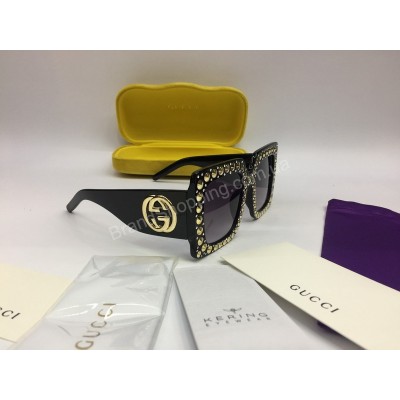 NEW 2018 Очки солнцезащитные Gucci с широкой дужкой цвет черный арт 2070