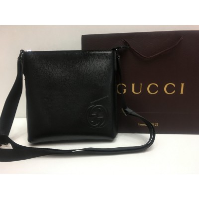 Мужская кожаная сумка Gucci black 1438