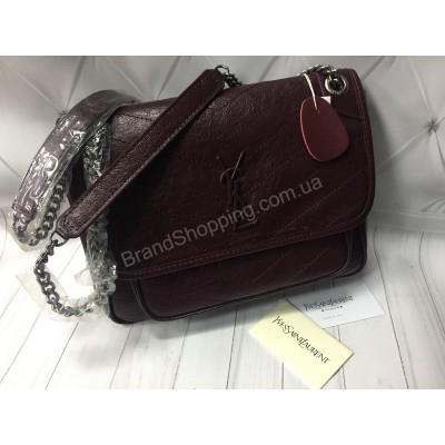 Сумка YSL из натуральной кожи в полном комплекте цвет марсала арт 20451