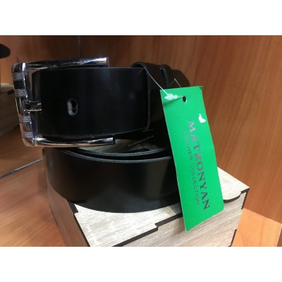 Кожаный классический ремень черный ширина 4 см 1128