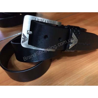 Кожаный ремень Armani Jeans 0757 ширина 4см черный