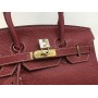 Кожаная сумка Hermes Birkin Lux 30 см цвет марсал 1359