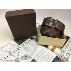 Брендовый ремень Louis Vuitton Lux качество полный комплект коричневая клентка