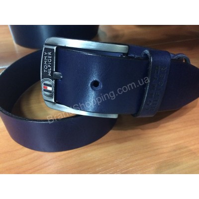 Кожаный ремень Tommy Hilfiger 0814 ширина 4,5см синий