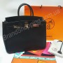 Оригинальная женская кожаная сумка Hermes birkin черная 0713