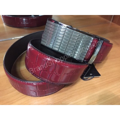 Кожаный ремень с автоматической пряжкой Alon 0859 ширина 3,5см/красный