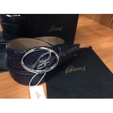 Кожаный ремень Brioni 0960 синий ширина 4см