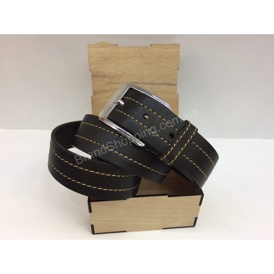 Ремень мужской в черном цвете с строчкой арт 20177 Ремень мужской в черном цвете с строчкой арт 20177