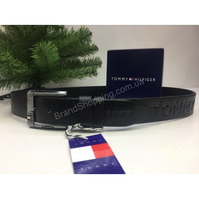 Кожаный ремень Tommy Hilfiger с гравировкой на коже ширина  4см арт 1711