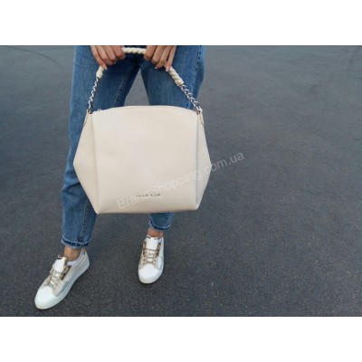 Кожаная женская сумка Philipp Plein бежевая 1161