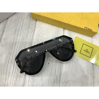 Очки в форме маска Fendi черная линза  реплика арт 20569