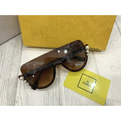 Очки женские Fendi коричневые с жемчугом арт 20573